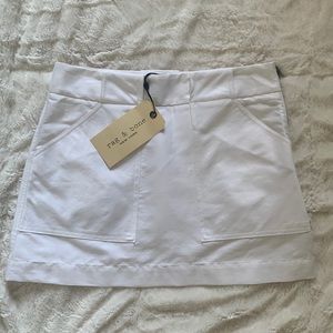 NWT rag & bone white mini skirt with pockets, side zip size 8
